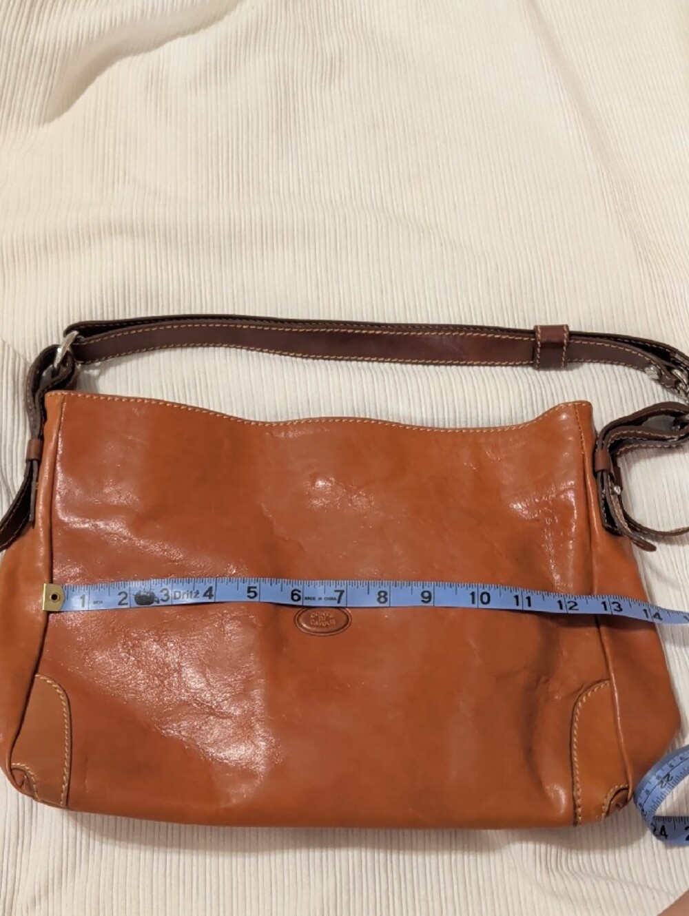 Conte Di Cavour Leather Shoulder Bag in Cognac Orangey Brown - Picture 4 of 15